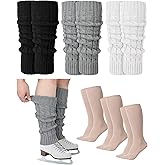 Chuarry 6 Pairs Skating Leg Warmer Sets for Women Girls Knit Long Leg Warmers Socks Calf Socks Set for Ice Figure Skating