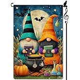 Lorugekyu Halloween Gnome Garden Flag Pumpkins Holiday Small Flag for Outside Burlap Double Sided Welcome Yard Lawn Decor 12.5x18"