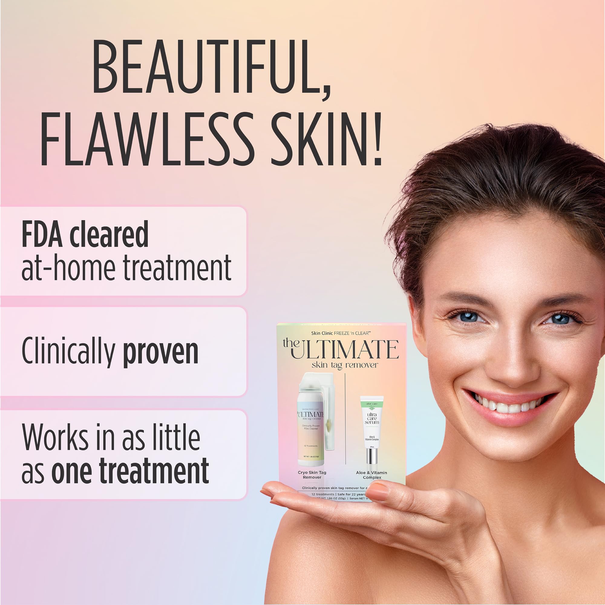 The Ultimate Skin Tag Removal Kit with Post Treatment Serum - FDA-Cleared Cryo Treatment - Safe, Painless and Effective Treatment for Skin Tags - Includes 12 Applications and One-Handed Skin Guard