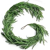 Grever 6 Feet Artificial Norfolk Pine Garland Real Touch Fake Evergreen Greenery Garland for Indoor Outdoor Fireplace, Mantle, Door, Windows, Table, Stairs, Wall, Wedding and Holiday Decor