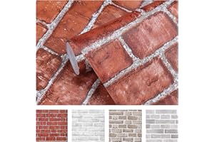 Coavas Brick Wallpaper Peel and Stick Red Faux Brick Contact Paper 17.7x118.1 Inches Removable Wall Paper Adhesive Renter Friendly Wallpaper Bathroom Wallpaper Farmhouse Kitchen Backsplash