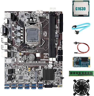 Lodokdre B75 ETH Mining Motherboard 12 PCIe USB G1630 CPU 4GB RAM 64GB SSD Fan