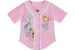 Nickelodeon Nick Jr's Girls Paw Patrol Skye, Everest, Liberty Baseball Jersey-Classic Mesh Button Down Shirt