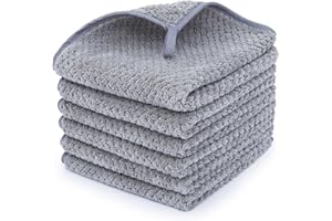 MaopaoBeauty Washcloth Set for Bathroom - Quick Drying - Ultra Soft Microfiber Absorbent Towel for Bath Fitness, Gym, Shower, Hotel, and Spa - 13x13 Inch | Set of 6, Grey