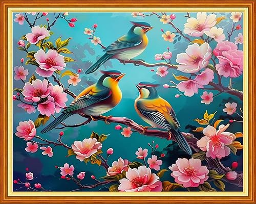 Artvxeay Stamped Cross Stitch Kits - Embroidery Kits for Beginners Cross Stitch Kits for Kids Adults 11 CT Printed Patterns Needlepoint Kits- (Peach Blossom Bird 16x20 inch)