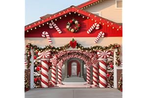 HunnmingRe 7 x 16 ft Christmas Garage Door Cover, Large Lollipop Holiday Garage Door Christmas Decorations Banner Backdrop Hanging Photography Decor for Indoor Outdoor House Lawn Party Background