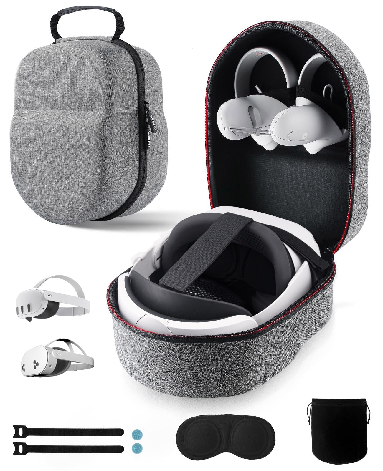 Photo 1 of VORI Case for Meta Quest 3/3S/2 & Vision Pro/Pico 4, Elite Strap & Battery Head Strap, with Lens Protector, Portable Hard Carrying Case