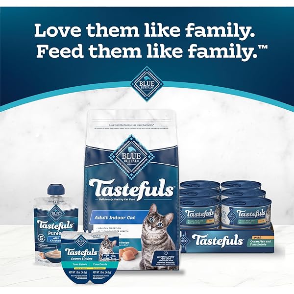 BLUE BUFFALO TASTEFULS WET CAT FOOD PATÉ, MADE WITH NATURAL INGREDIENTS, OCEAN FISH AND TUNA ENTRÉE, 5.5-OZ CANS (24 COUNT)