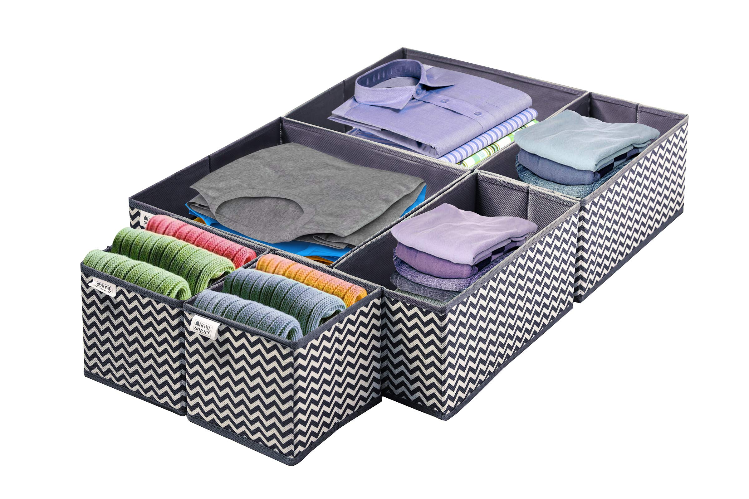 ADEPTNA STRONG SET OF 6 CANVAS STORAGE BASKETS BOXES -WARDROBE ORGANISER- DRAWER ORGANISER -SOCKS TIES- SMART STORAGE