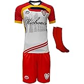 Michoacan Soccer Uniform Set, Jersey, Shorts and Socks, Short Sleeve, Red-Yellow-Navy, Made in Mexico