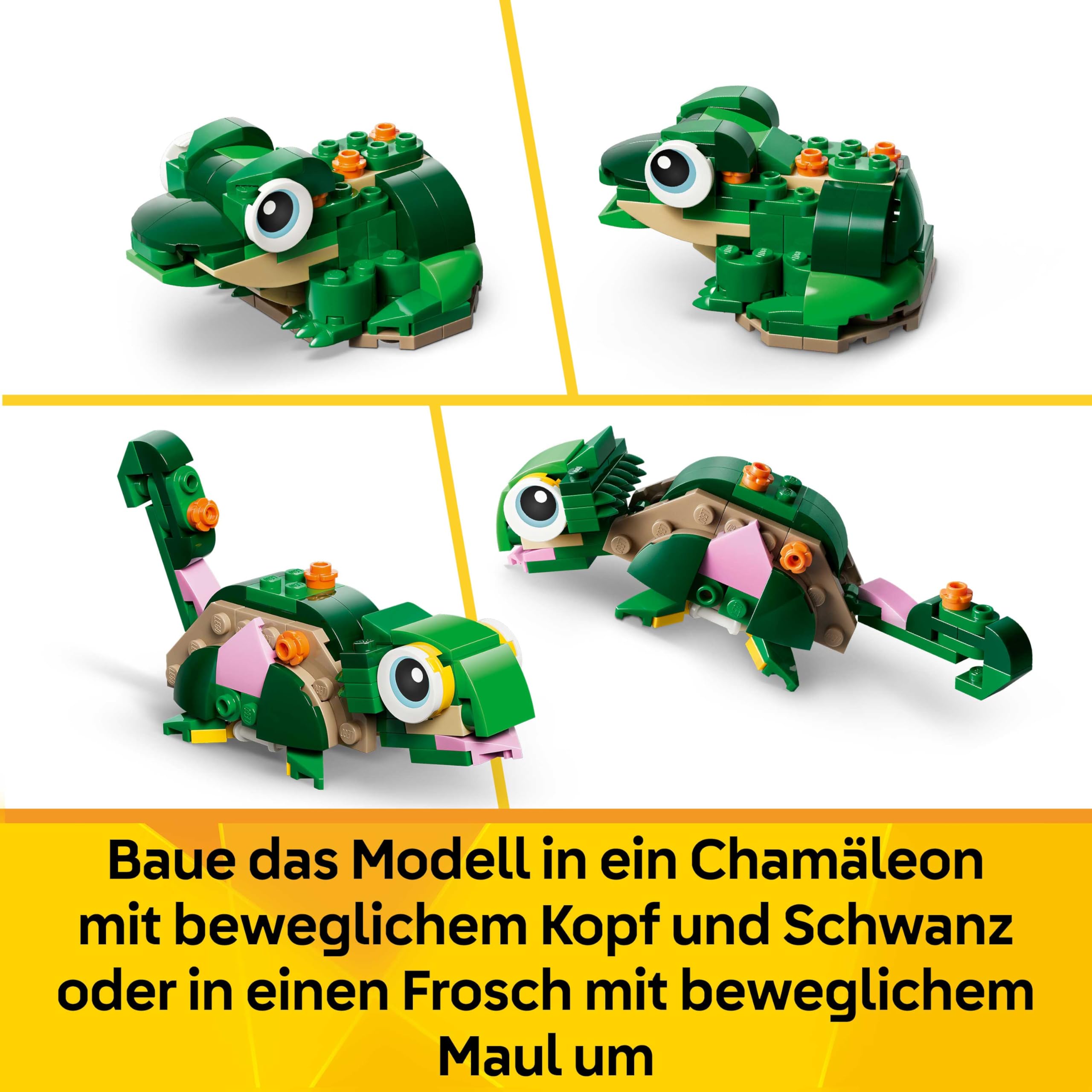 LEGO Creator 3in1 Turtle with a Water Lily Flower Toy - Animal Figure Transforms into a Chameleon or Frog - DIY Desk Decor Idea - Birthday Gift for 7+ Year Old Girls & Boys - 31377 5