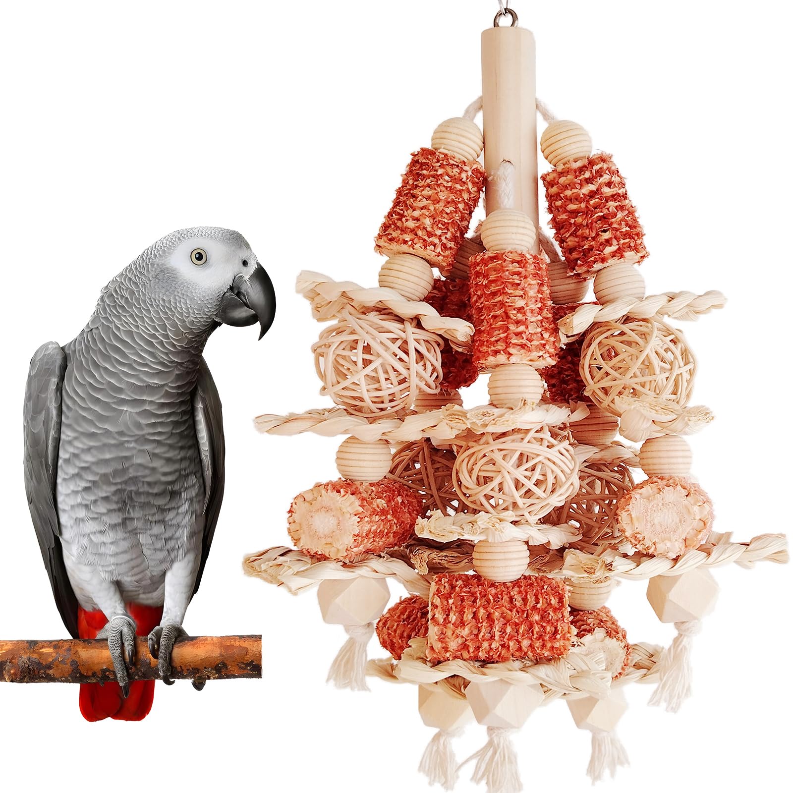 Photo 1 of Bird Toys, Natural Corn Stick Parrot Toys Hanging in Bird Cages?for Small and Medium-Sized Macaws,African Grey,Cockatoos,Cockatiel,Sun Conure?Amazon Parrots