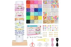 Dowsabel Clay Beads 7500 Pcs Friendship Bracelet Making Kit,2 Boxes 24 Colors Polymer Heishi Beads with Letter Beads for Jewelry Making, DIY Arts and Crafts Gifts Toys for Girls Age 4+