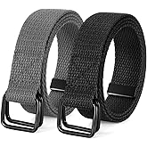 JASGOOD 2 Pack Boys Belts,Kids Canvas Belts Football Baseball Belt with Double Ring Buckle for Softball Pants Jeans