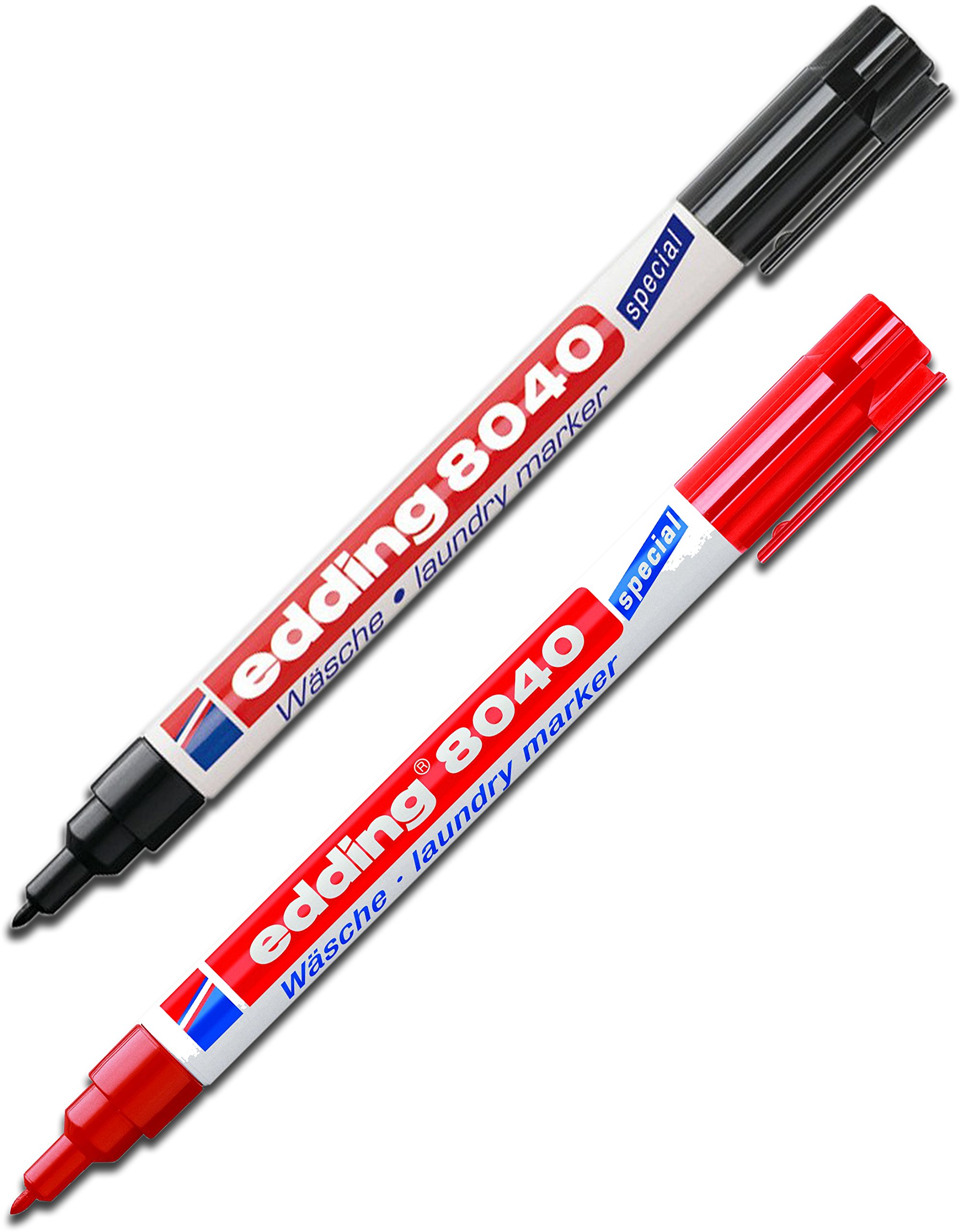 edding 8040 Laundry Marker Set 1 × Black + 1 × Red