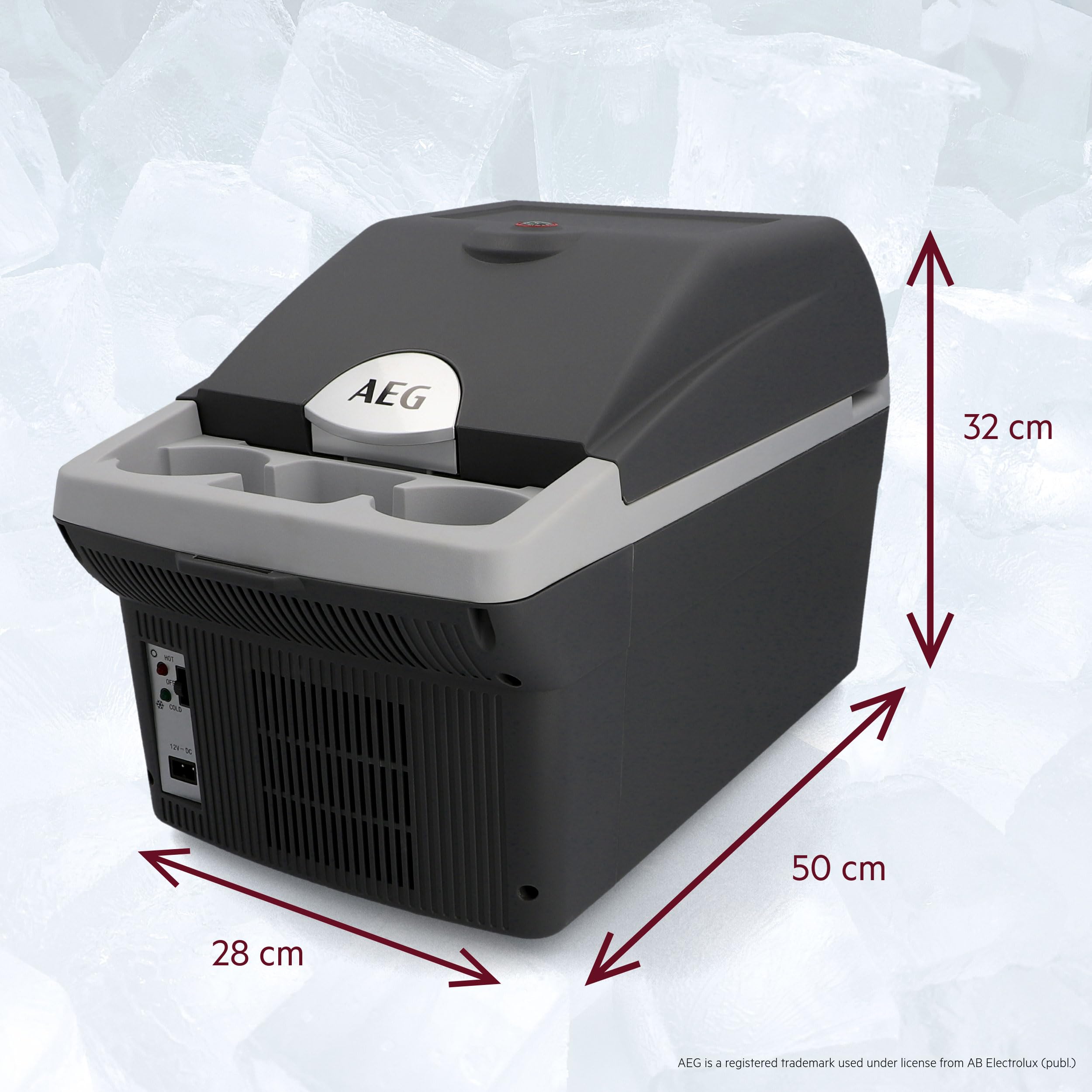 AEG Automotive Board-Bar BK 16 Thermoelektrische Kühl- und Warmhaltebox 16 Liter, 12 Volt für Auto und Steckdose, anschnallbar im PKW, Schwarz,hellgrau 9