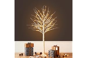 MICLIONLED 5FT Christmas Tree with Lights,Outdoor Christmas Decorations,Birch Tree with 96 LED Lights&Remote,Twinkle Lighted Trees for Indoor Outdoor Home Yard Lawn Christmas Party Decor