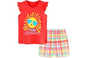 HILEELANG Toddler Girl Summer Easter Outfit Cotton Tops Tees Shorts Clothing Sets