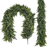 Mangoin 6FT Christmas Garland Decoration, Realistic Artificial Green Faux Cedar Pine Garland Holiday Decor for Outdoor Indoor Green Greenery,Fireplaces Holiday Party Decorations