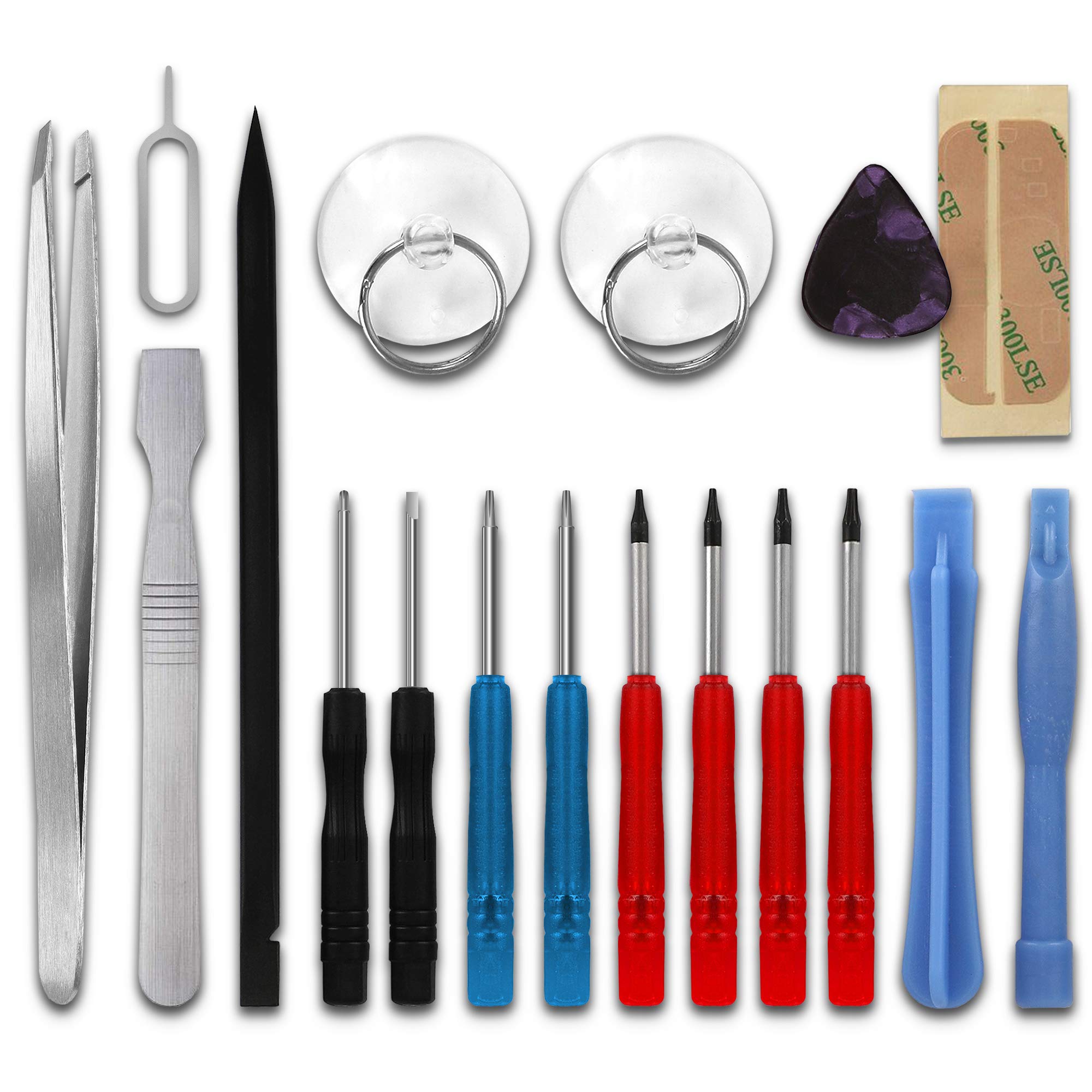 subtel® 18-Piece Mobile Phone Repair Kit & Computer Repair Tools, Precision Screwdriver Set for Repairing Smartphones, Macbooks, Tablets & Notebooks - 4x precision TORX® and 2x Pentalobe screwdrivers