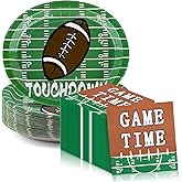 100Count Football Party Oval Paper Plates and Napkins Sets -10" x 12" Heavy Duty Party Plates and 6.5'' Napkins for Football Party