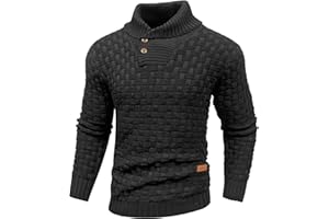 Arcciit Mens Casual Pullover Fall Winter Turtleneck Cable Knit v Neck Fisherman Waffle Sweater