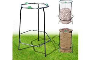 Aowalen Leaf Bag Holder, Portable Trash Bag Holder Stand for 33-50 Gallon Plastic and 33 Gallon Paper Bags, Heavy Duty Metal Garbage Bag Frame Holder for Leaves, Yard, Camping, Parties