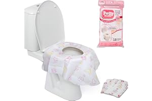 Toilet Seat Covers- Disposable XL Potty Seat Covers, Individually Wrapped by Potty Shields - Extra-Large, No Slip (Floral- 12