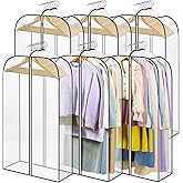 LANDNEOO 6 Pack Clear Garment Bags for Hanging Clothes with Zippers on Double Sides - 10'' Clothes Storage for Coat, Dress, and Fur in Closet - 40'' Long Suit Bags