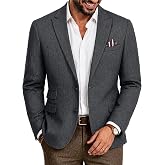 PJ PAUL JONES Mens Blazer Tweed Wool Blend Sport Coat Herringbone Jacket | Vintage Brown Houndstooth Blazer with Pocket Square, Casual Warm Sport Coat, Two Button Classic Jacket For Autumn Winter