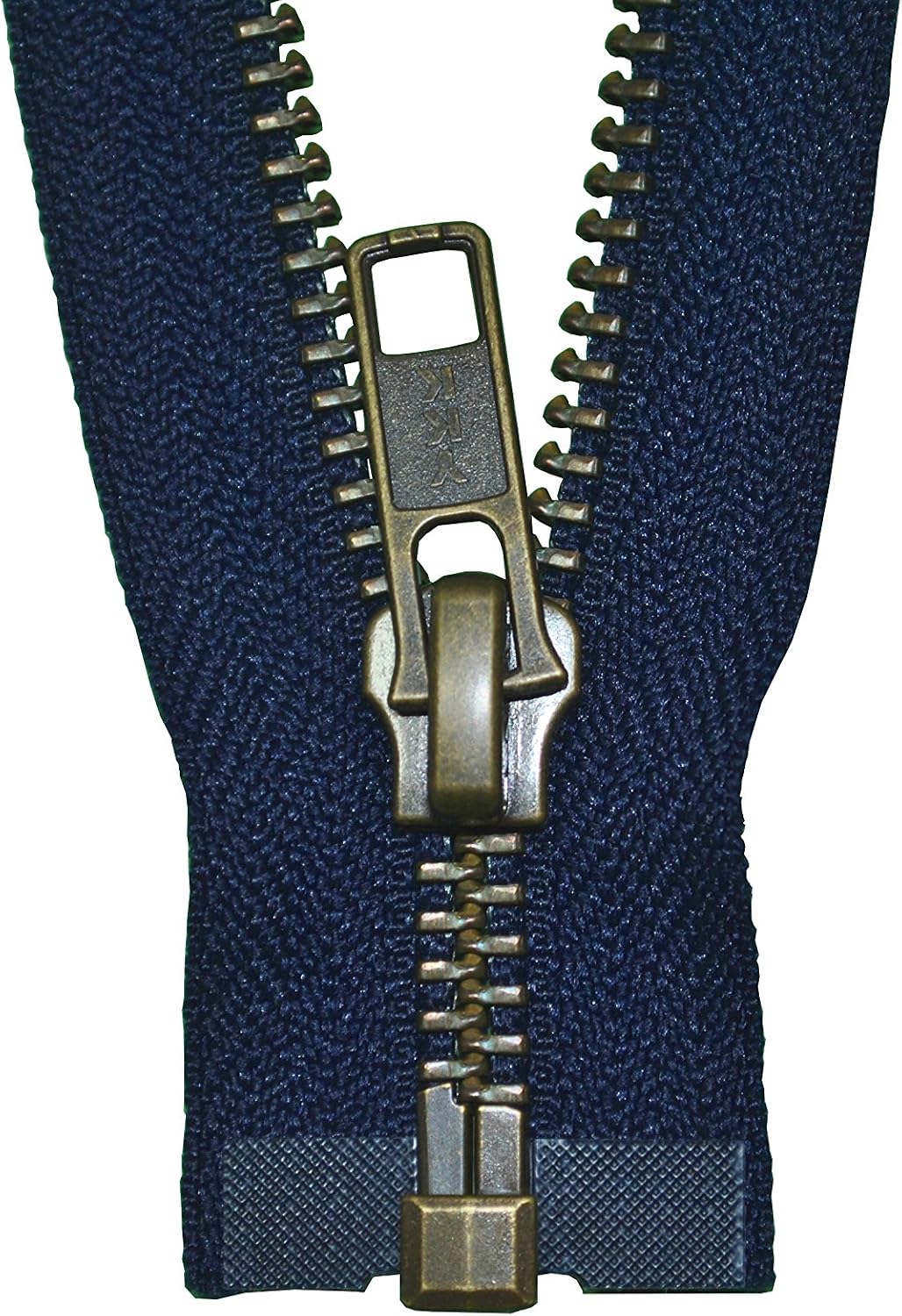 YKK Reißverschluss – 1-Wege Teilbar, Marineblau, Metallzähne, Schieber Messingfarben, Länge Ca. 70 Cm, Für Jacken Oder Taschen