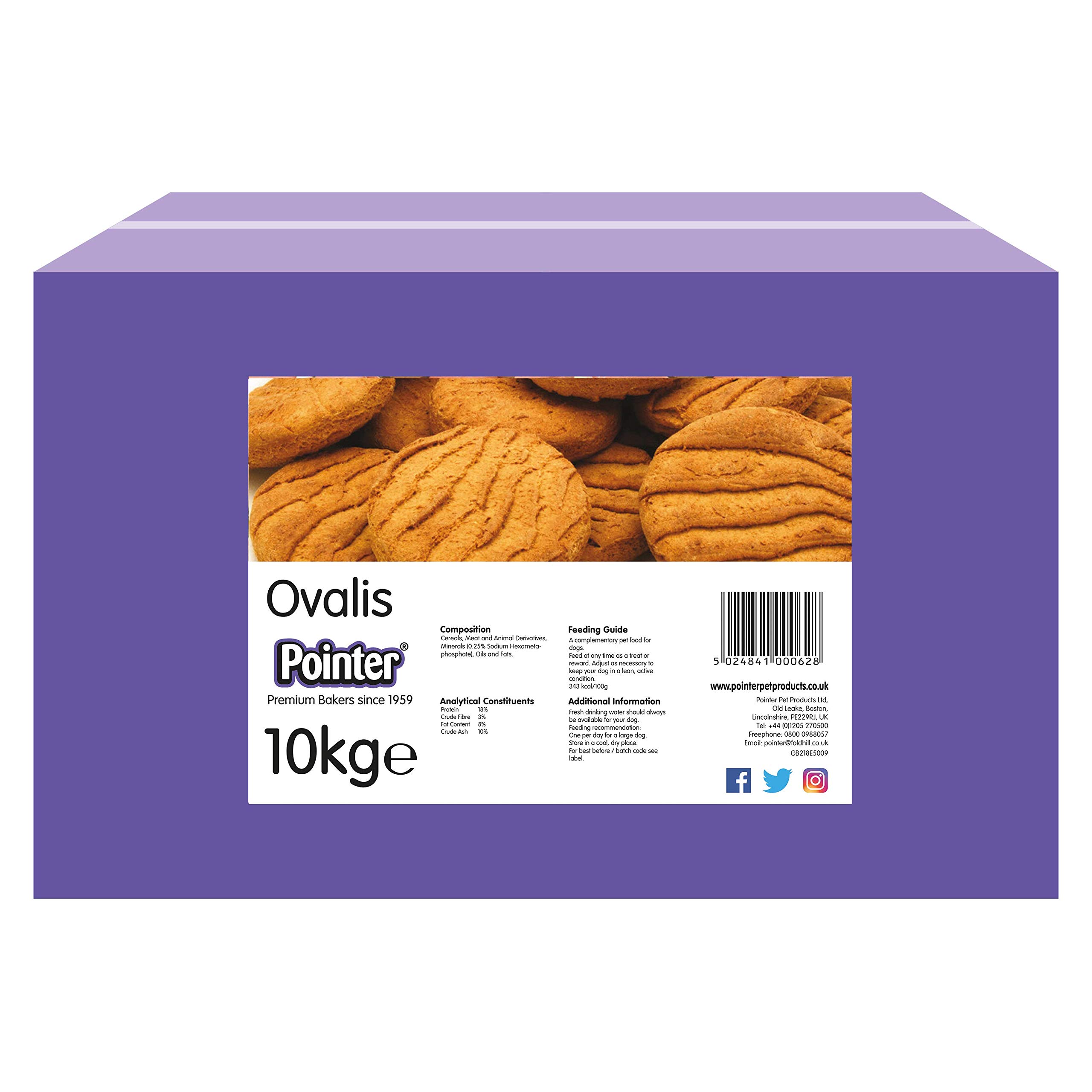 Pointer - Ovalis Dog Biscuits - Oven Baked Dog Biscuits, Perfect for Promoting Dental Health, 10kg Box