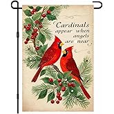 IVN Merry Christmas Garden Flag12x18 Inch Double Sided Red Birds with Evergreen and Berries Christmas Outdoor Yard Flag for Outside Home Front Door Lawn Porch Patio Welcome Decor Christmas