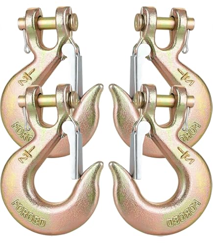 US Cargo Control 1/2" Clevis Grab Hooks (4-Pack) | Grade 70, 11,300 Lb Working Load, Yellow Zinc