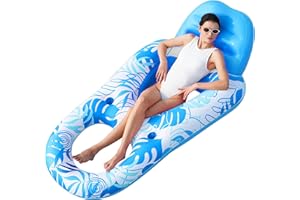 Sloosh Inflatable Pool Floats Lounger Adult, Pool Float Lounge Raft Floaties Water Floating Recliner Chair with Cup Holders F
