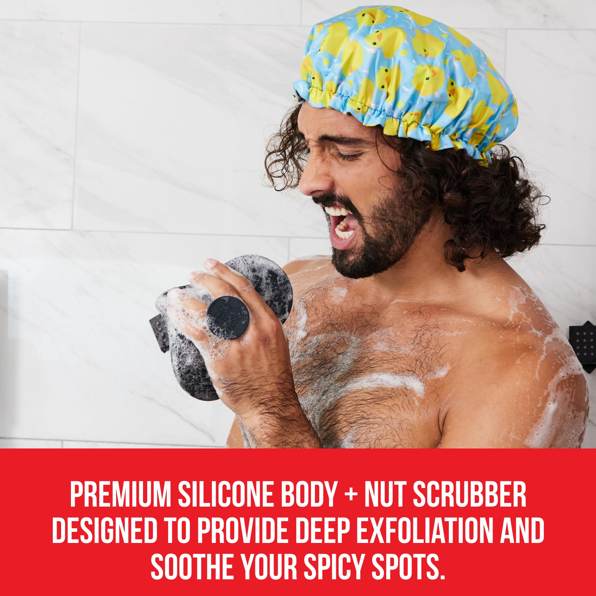 HAPPY NUTS Silicone Body Scrubber, Exfoliating Body Scrubber for Sensitive Skin, Sustainable Shower Scrubber for Body, Silicone Body Brush for Showering (1 Pack, Scrubber)