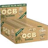 OCB Bamboo Rolling Papers King Slim 100mm Ultra Thin w/Filters 24 Count Display