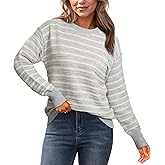Glamaker Womens Sweaters Striped 2025 Fall Trendy Casual Long Sleeve Sweater Knit Jumper Tops Outfits Clothes