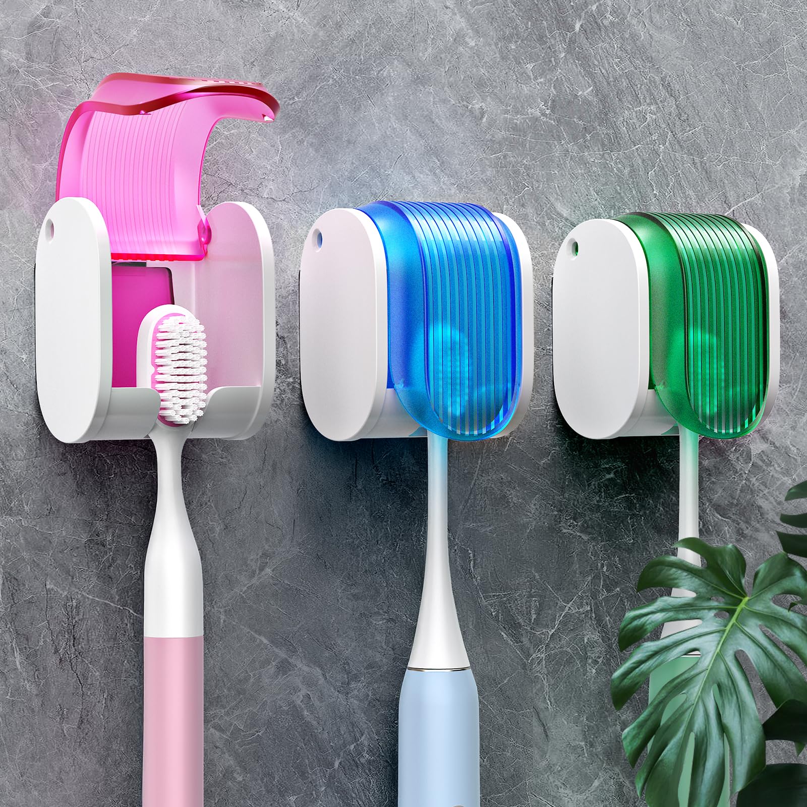Photo 1 of Toothbrush Holders for Bathrooms?Upgrade Single Slot Design? Toothbrush Holder Wall Mounted with Cover Moisture-Proof and Dust-Proof Toothbrush Storage Organizer for Shower Family and Travel 3PCS