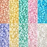 Beadthoven 1600pcs 4mm Glass Seed Beads for Jewelry Making 6/0 Pastel Candy Color Frosted Matte Opaque Round Tube Loose Pony Beads Rainbow Mini Waist Craft Beads for Bracelet Necklace Earring DIY