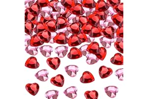 SIZGAROOT Red Pink Acrylic Heart Shaped Crystals Gems for Valentines Day Decor Wedding Party Vase Filler Table Scatter Decorations (200 PCS)