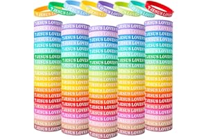 KUCLIN Jesus Loves You Silicone Bracelets Christian Wristbands Bulk Bible Verse Rubber Bracelets Religious Bands for Men Women Party Favors Gifts Prizes (Fresh Color)