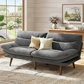 Marsail 66.1" Futon Sofa Bed, Corduroy Convertible Futon Couch with Adjustable Backrest &amp; Armrests, Small Sleeper Sofa Loveseat for Small Apartments, Study Room, Office, Grey