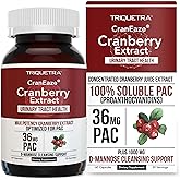 CranEaze®: Cranberry Juice Extract Plus D-Mannose – 36 mg PAC, 100% Soluble PAC - Supports Urinary Tract Health – Most Effective Cranberry Pills for Women, UTI Cranberry Supplement - 60 Capsules