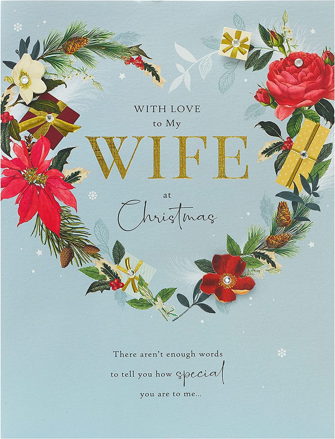UK Greetings Christmas Card for Wife - Festive Heart Design