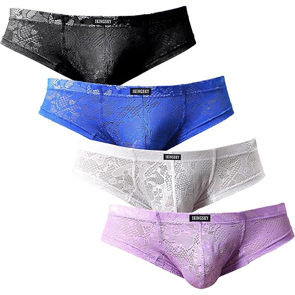 thumbnail image 2 of YCBENYANG Men's See-Through Lace Bikini Briefs - Low Waist Bulge Pouch Underwear 2 of 12