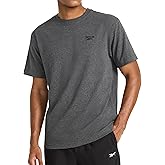 Reebok Mens Short Sleeve Crewneck Embroidered T-Shirt, Standard Fit, Lightweight Stretch Cotton Fabric