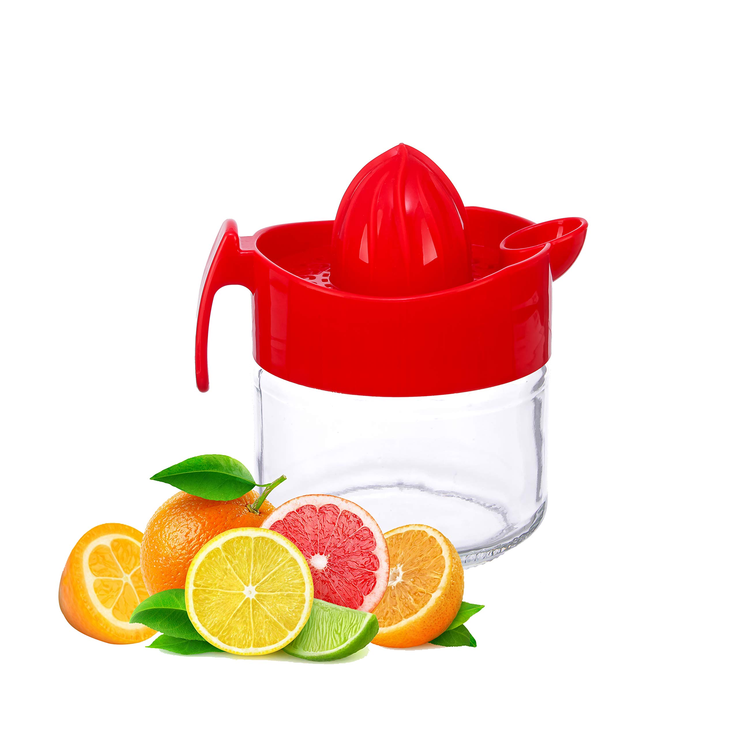 TrendyUK - Fruit Juicer in 4 Colors - Hand Press Easy to Use Kitchen Gadgets - Lemon Lime Orange Squeezer (Red)