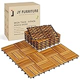 9 PCS Interlocking Deck Tiles 12" x 12"- Acacia