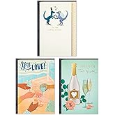 Hallmark Wedding Cards, Bridal Shower Cards, Engagement Cards Assortment, Yay Love (Pack of 3 Cards with Envelopes)